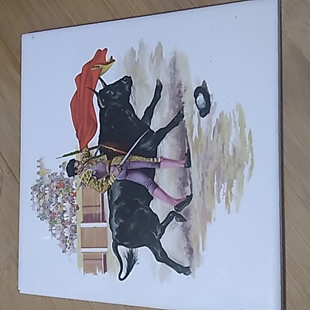 VINTAGE Spanish Madador Bullfighting Ceramic Tile
